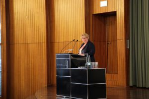 Ministerin für Kultus, Jugend und Sport des Landes Baden-Würrtemberg Theresia Bauer während Ihres Grußwortes