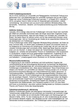 FACE Fortbildungsstandards