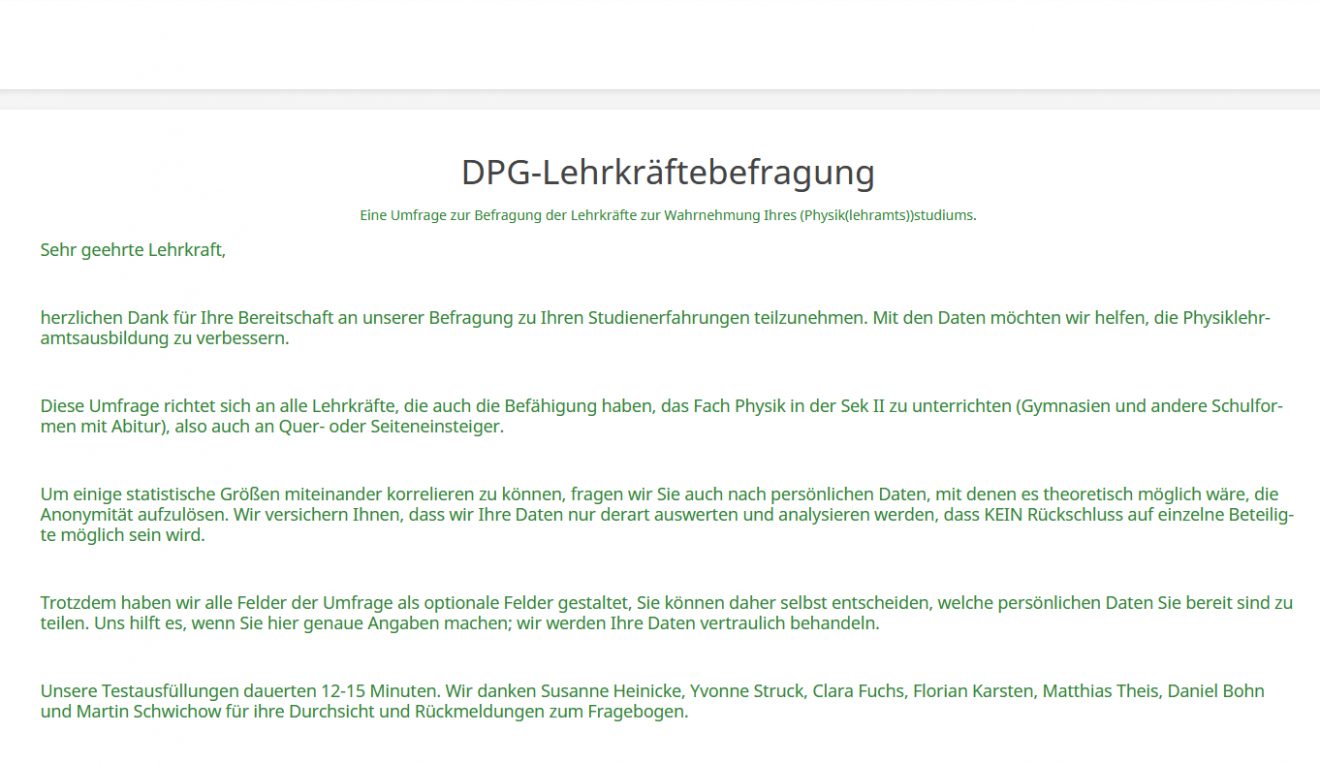 Bundesweite Befragung von Physiklehrkräften