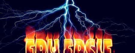 Schriftzug Epilepsie in Feuer mit Blitz